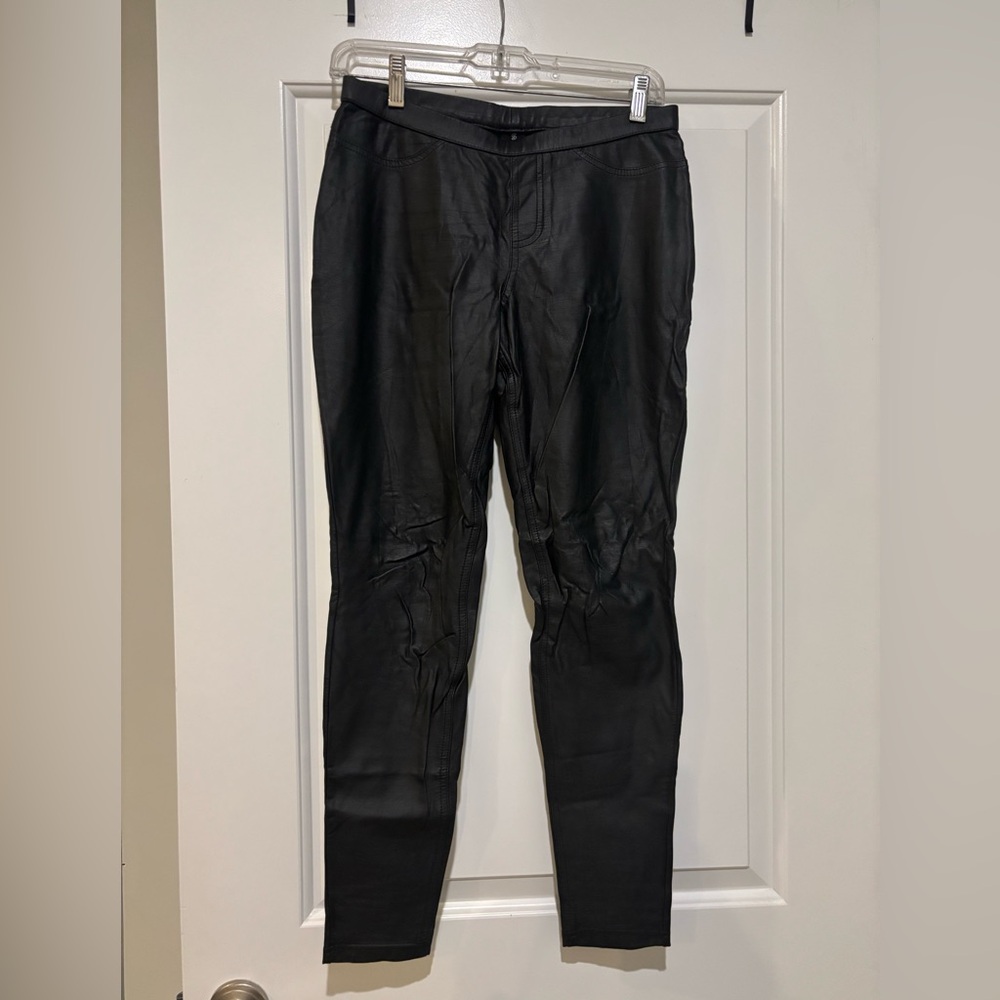 HUE Black Faux Leather Slim pants